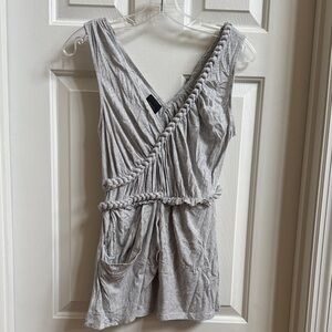 Deletta Heather Gray Ruched Blouse